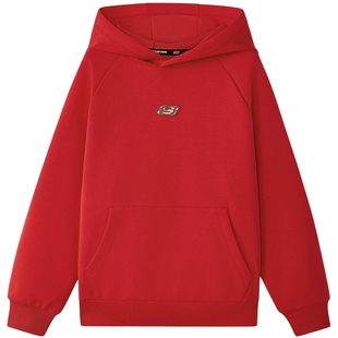 斯凯奇新年战袍马年红色童装2026款男女中大童卫衣针织连帽衫上衣