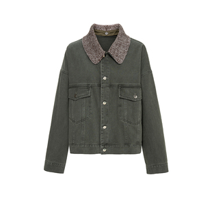 MWO AW25城市通勤系列 仿牛仔水洗做旧针织双领短款外套 女款