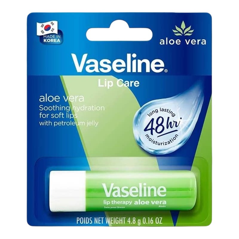 Vaseline凡士林芦荟舒缓护唇膏4.8g补水保湿防干裂敏感肌即时保湿
