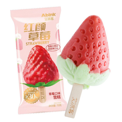 3支艾冰客雪糕红颜草莓牛奶新品