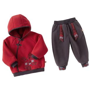 戴维贝拉男童A类中式加绒卫衣套装冬装新年儿童拜年服国风两件套