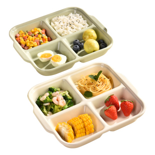 陶瓷四格分格盘分餐盘釉下彩月子餐盘大人减肥减脂专用儿童早餐盘