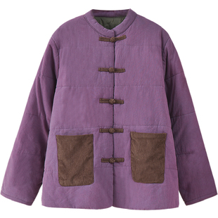 棉麻夹棉加厚棉袄女冬季2025新款宽松民族风棉服禅意茶服复古棉衣