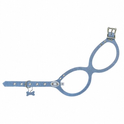 仿牛仔布纹的真皮宠物胸背带