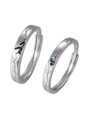 钱万千情侣戒指925纯银一对