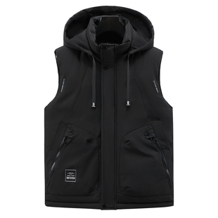 冬季棉马甲男孩带帽外套青少年初中学生大童坎肩外穿背心三防马夹