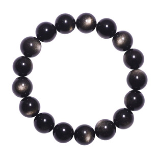 珂拉咪 天然5A金曜石手链男女款 水晶手串双猫眼金眼黑曜石优质款