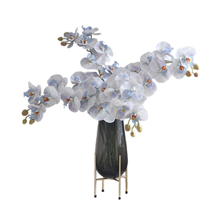 高品质仿真蝴蝶兰单枝假花客厅餐桌装饰花艺摆件轻奢道具插花摆设