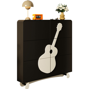 入户门鞋柜实木设计师新款2025小户型超薄翻斗玄关柜一体家用门口