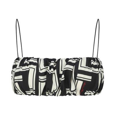 品牌定制字母印花抽褶吊带