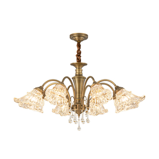 法式客厅吊灯水晶2025新款主灯欧式餐厅卧室美式中古全屋全铜灯具