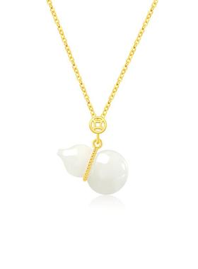 玉匠世家葫芦和田玉吊坠银项链女款天然白玉福禄玉石挂坠礼物