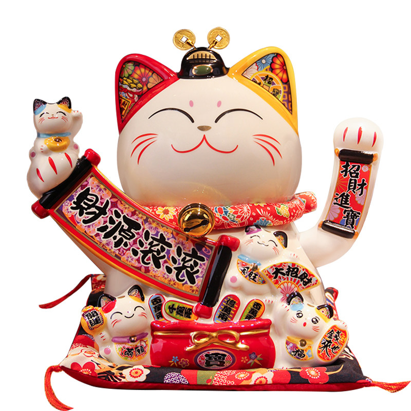 大号电动招财猫前台摇手家居客厅摆件店铺收银台自动招手开业送礼