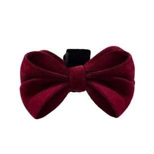 复古腔调！植绒蝴蝶结发夹！新年红色刘海抓夹侧边夹盘发器发饰