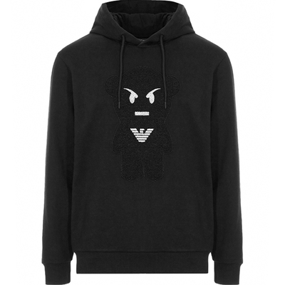 ARMANI卡通小熊刺绣连帽卫衣