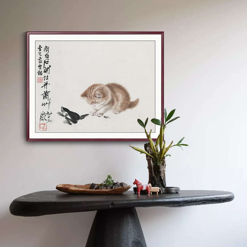 实木中式电表箱装饰画免打孔遮挡挂画开关电闸遮挡配电箱餐厅壁画