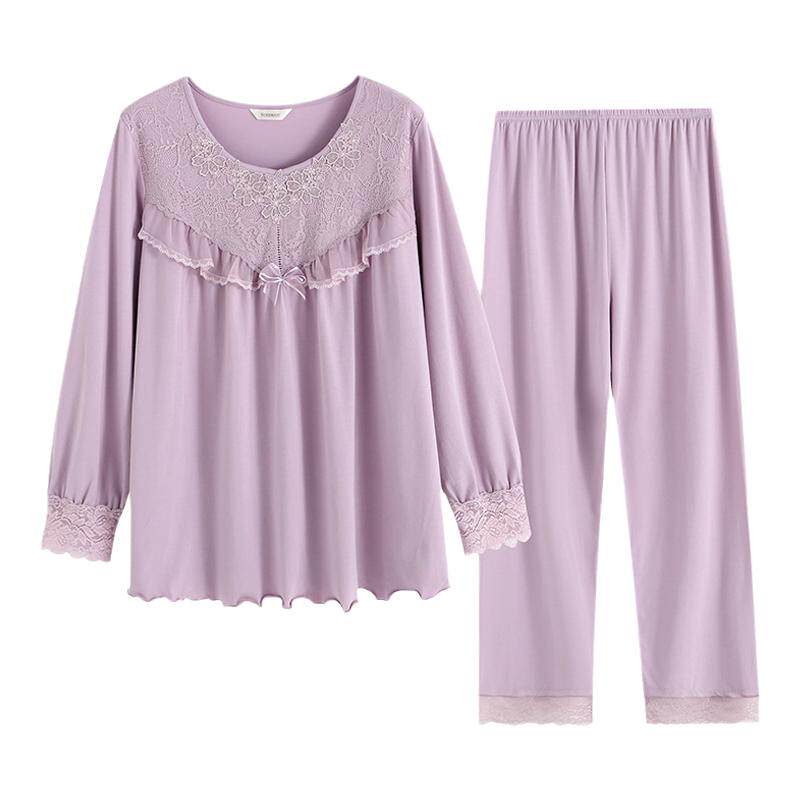 女士长袖睡衣套装家居服罗丝美