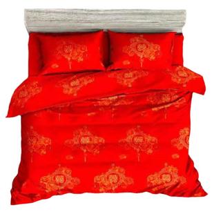 纯棉单件床单结婚喜庆大红色加厚全棉婚庆单人被单1.5m双人床2米