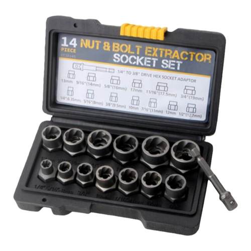 生锈破损残缺断滑牙螺母丝帽栓取出器反牙螺旋防滑头拆卸套筒工具