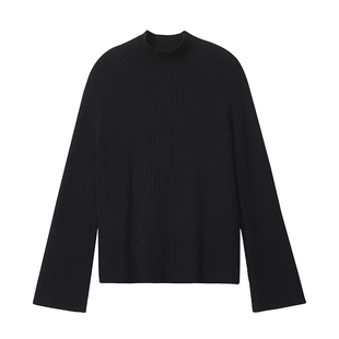 23区日系秋季通勤宽松羊毛羊绒混纺高领套头毛衣针织毛衫商场同款