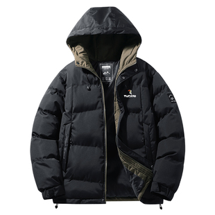 啄木鸟冬季羽绒棉服男士潮流宽松连帽棉袄中青年休闲保暖加厚棉衣