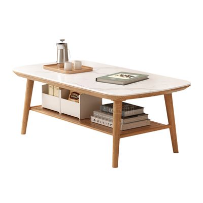 【使用更安心】全实木岩板茶几