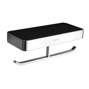 全铜牛皮纸巾挂架 酒店卫生纸巾架 手机小置物架 轻奢双卷纸架