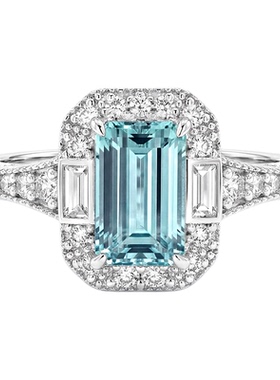 925银镶嵌海蓝宝色戒指