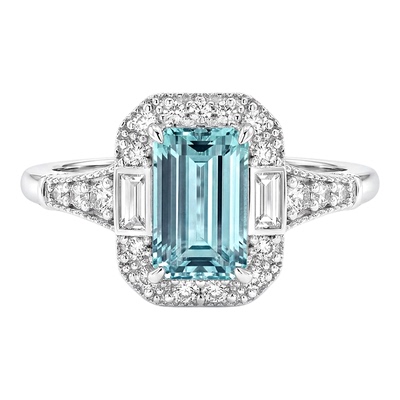 925银镶嵌海蓝宝色戒指