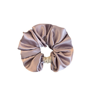 仙女紫~缎面珍珠秋冬高级感大肠发圈女高弹扎头发饰头绳韩国碎花