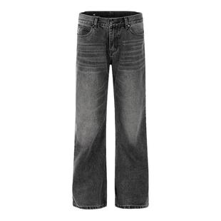 布老哥Blog美式复古水洗雾霾灰牛仔裤clf显高微喇修身裤子潮K709