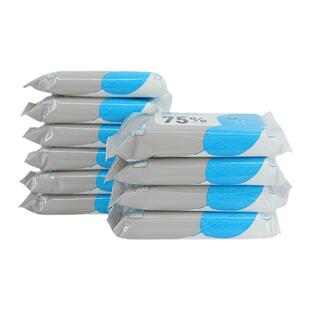 娇润75%酒精湿巾纸10小包便携式随身装手部杀菌棉片100片消毒湿巾