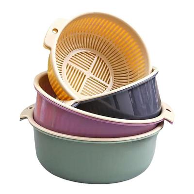 双层镂空水果盆洗水果沥水篮家用水果篮创意塑料洗菜篮厨房洗菜盆