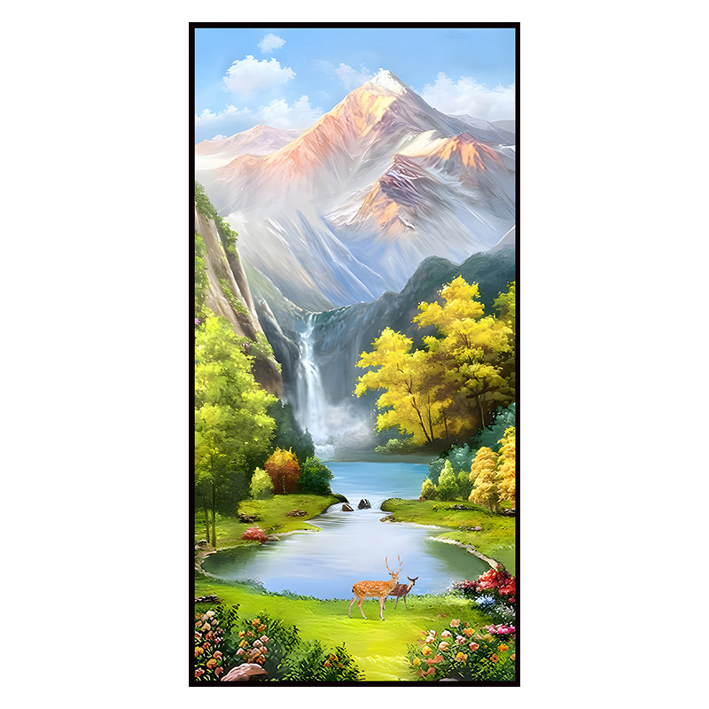 玄关画入户正对门日照金山装饰画