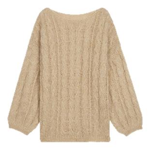 [现货]Forevercan女装新款“柿柿如意”慵懒风羊毛镂空麻花针织衫