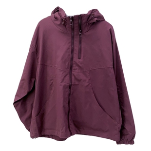 2025年秋冬新款简约绛紫色宽松显瘦女连帽冲锋衣外套女夹克上衣女