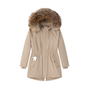 丹麦MINI A TURE童装25冬新女童中大童收腰防水保暖夹克儿童外套