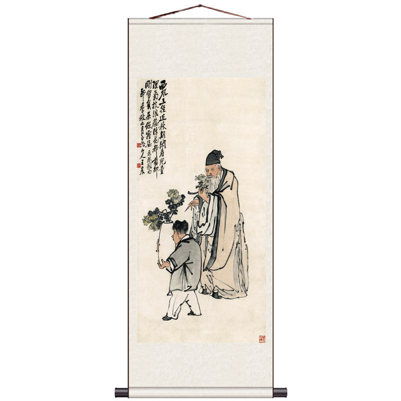 人物画古典茶楼装饰画芭蕉仕女图风水挂画丝绸卷轴字画毛主席挂画