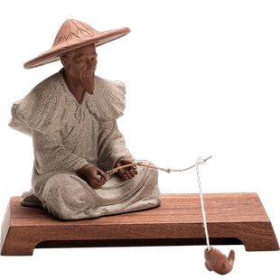 久造创意禅意老翁垂钓香薰摆件陶瓷姜太公钓鱼香插家用室内线香插