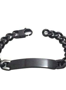 原创黑色亮面钛钢男手链