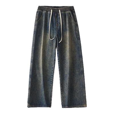 美式复古水洗做旧牛仔裤