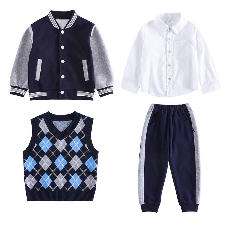 幼儿园园服春秋三件套运动套装英伦风四件套小学生校服棒球服班服