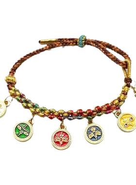 手工编织桃花结手链五路财神手绳DIY饰品配件民族风手串滴油配饰