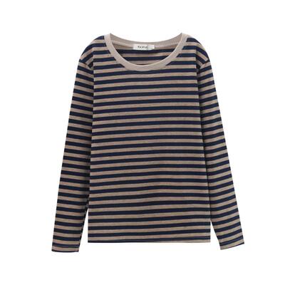 春秋纯棉长袖t恤女装大码秋衣外穿宽松打底衫中年妈妈洋气v领上衣