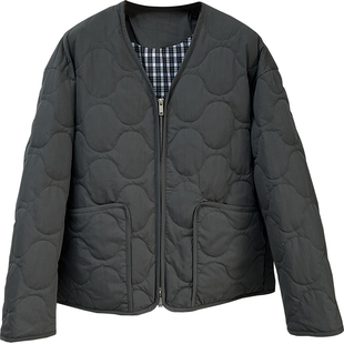 90白鹅绒~老钱风菱格绗缝羽绒服女短款V领宽松拉链巴恩风保暖外套