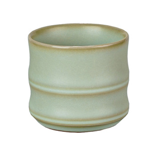 汝窑竹节茶杯复古品茗杯大容量主人杯景德镇手工杯开片可养礼盒装