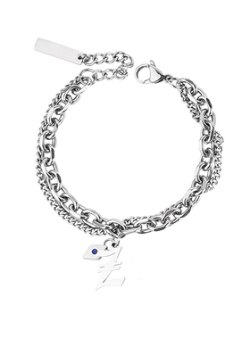 情侣古巴字母钛钢简约手饰手链