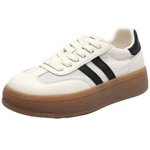 森达网面德训鞋女款春夏季新款拼接透气厚底休闲板鞋ZTG24BM5