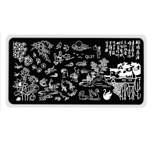 齐力美甲印花板日系套装模板转印叠印花油中国风古风印章指甲油