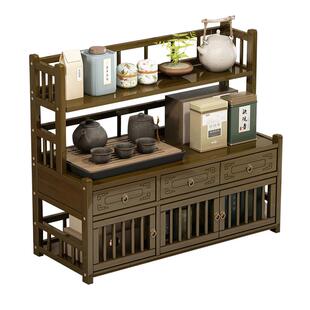 茶室桌上茶杯置物架小型实木新中式桌面博古架茶台摆件茶具收纳架